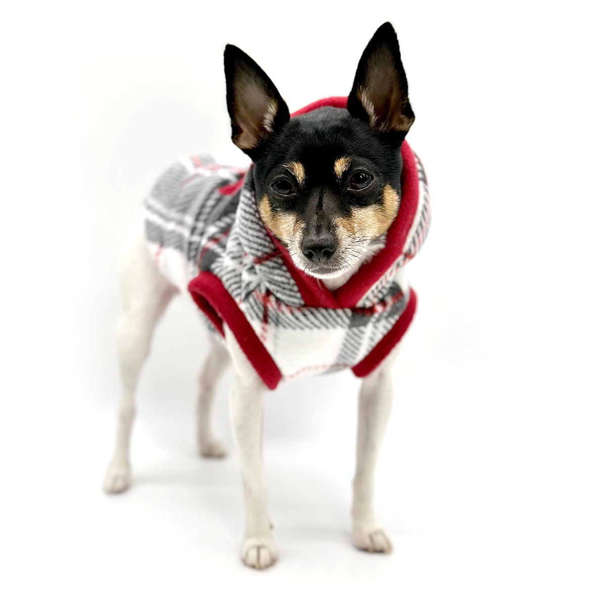 Snowy Roads Luxe Fleece Dog Hoodie Lodge Plaid-2
