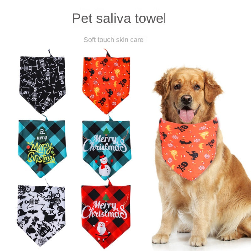 Pet Bandana for Dogs and Cats - Thanksgiving, Christmas, Halloween Pet Triangle Scarf Bib