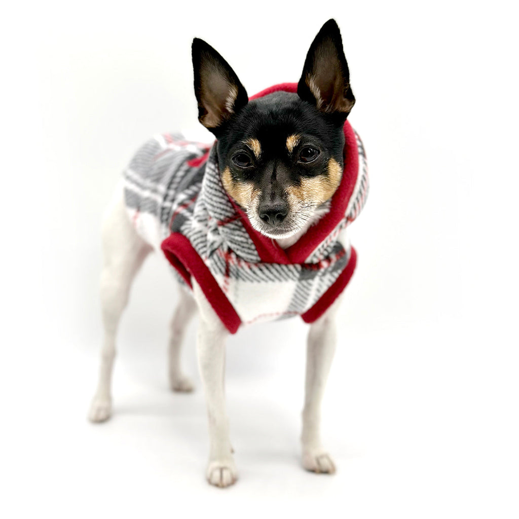 Snowy Roads Luxe Fleece Dog Hoodie Lodge Plaid-2
