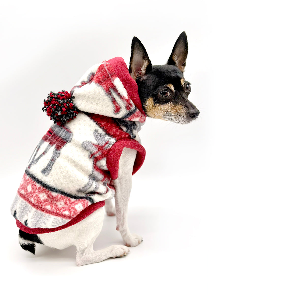 Luxe Fleece Woodland Pet Blanket Hoodie with Pom Poms-0