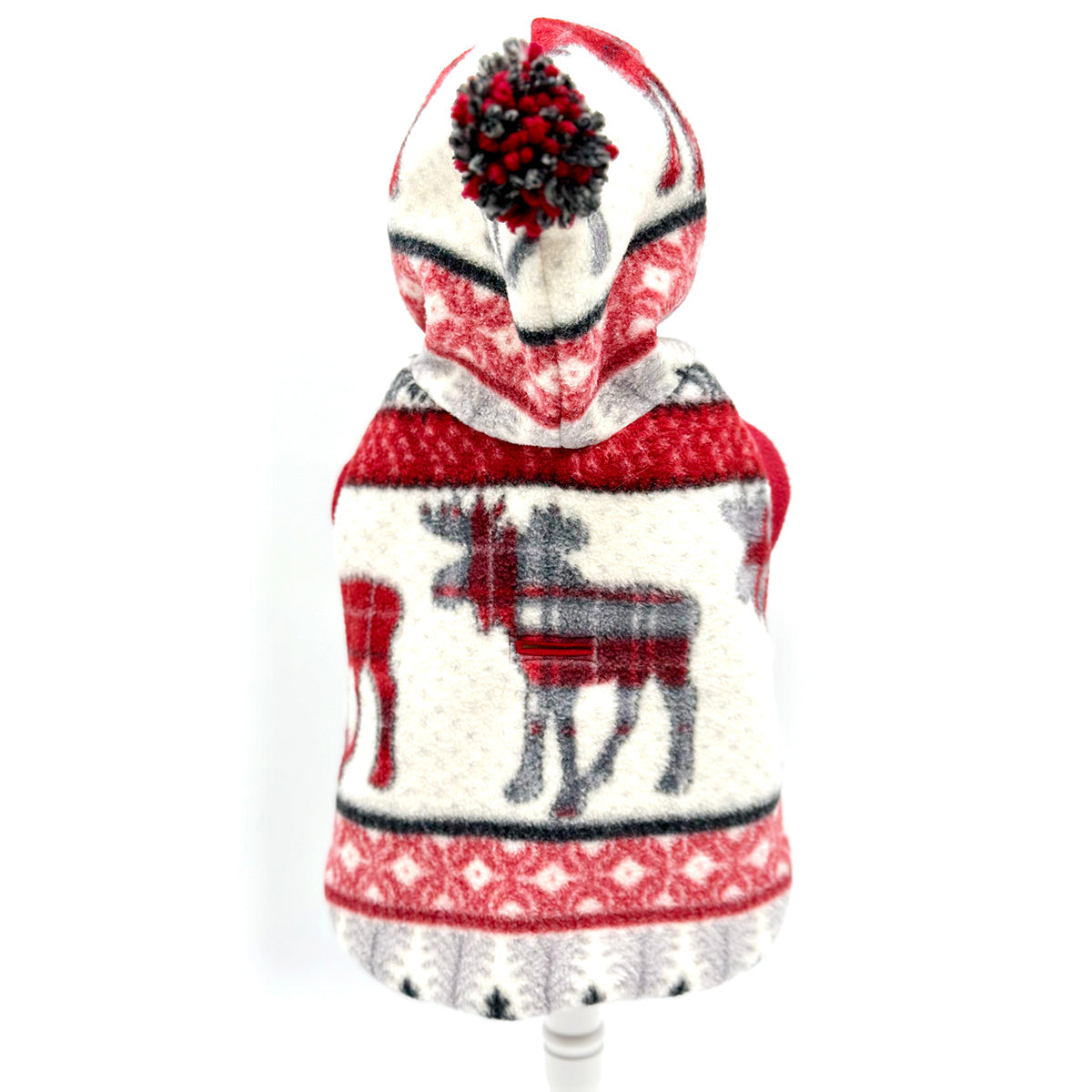 Luxe Fleece Woodland Pet Blanket Hoodie with Pom Poms-1