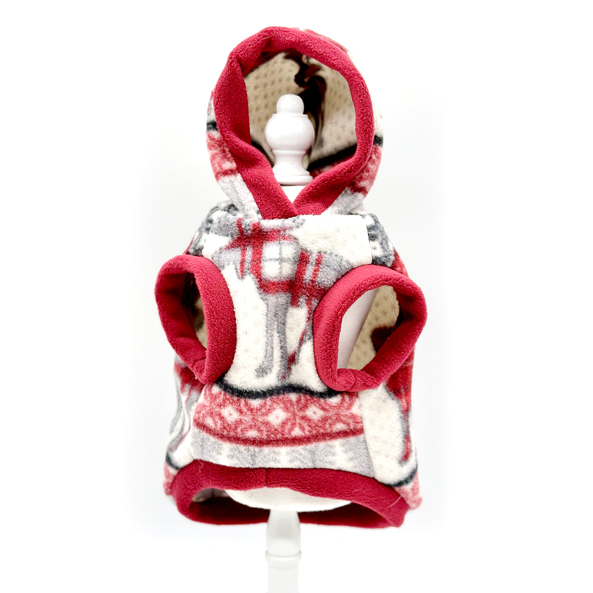 Luxe Fleece Woodland Pet Blanket Hoodie with Pom Poms-3