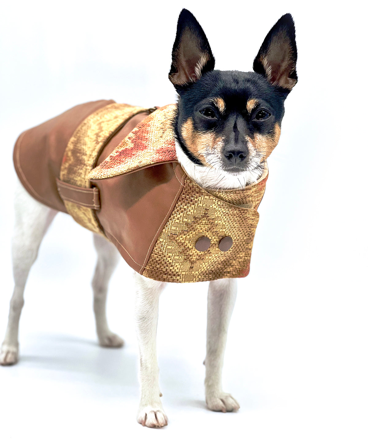 Vegan Leather Autumn Dog Jacket - Limited Edition Canyon Cognac Coat-3