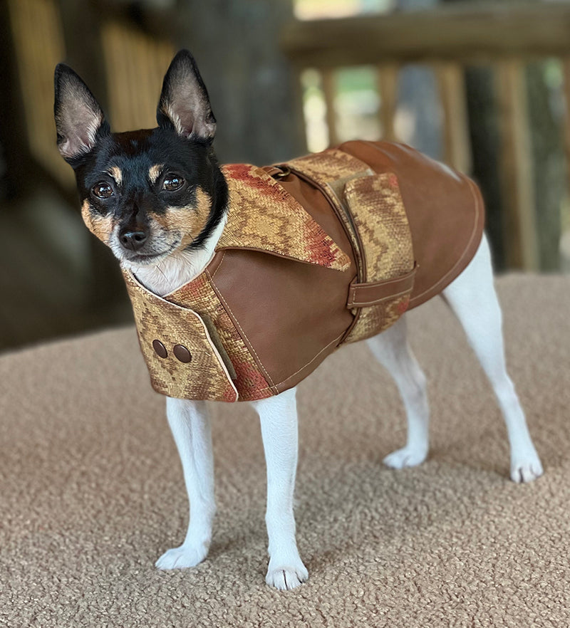Vegan Leather Autumn Dog Jacket - Limited Edition Canyon Cognac Coat-4