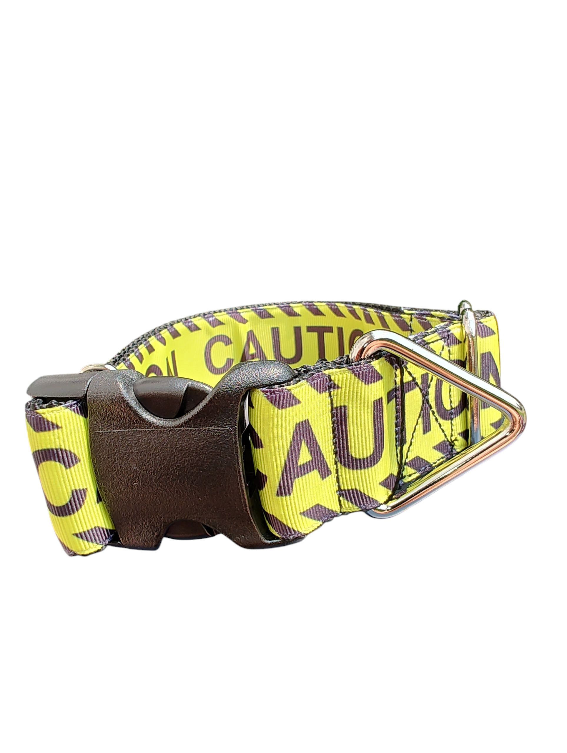 1.5" Wide Caution Nylon Dog Collar