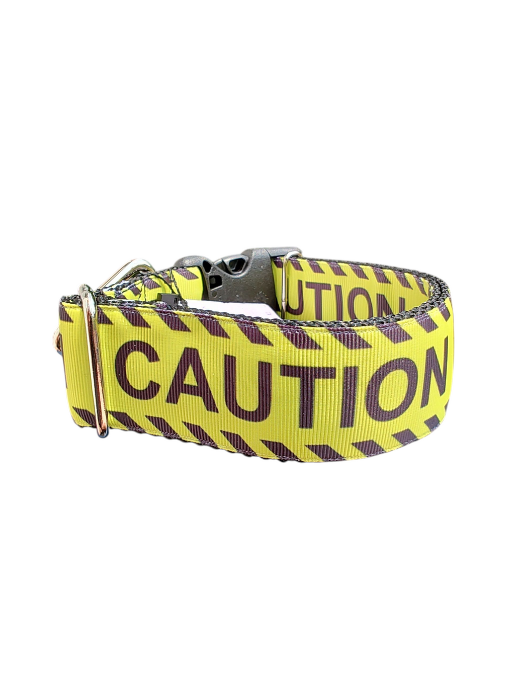 1.5" Wide Caution Nylon Dog Collar